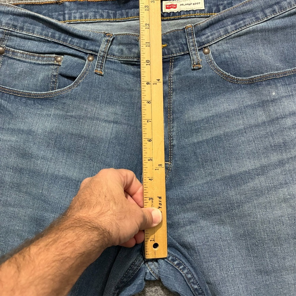 Wrangler Relaxed Boot Jeans Mens W35" L32.5" Blue Denim Casual Mid Rise - Picture 3 of 8